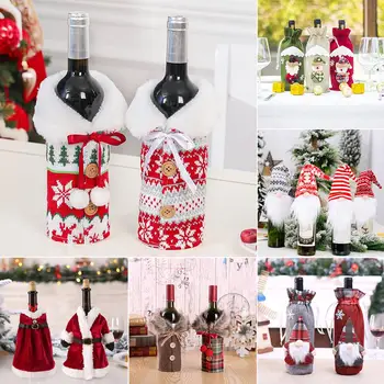 Коледна Капачка За Бутилка Вино Весел Коледен Декор За Дома 2023 Навидад Noel Коледна Украса Коледен Подарък За Нова Година 2024
