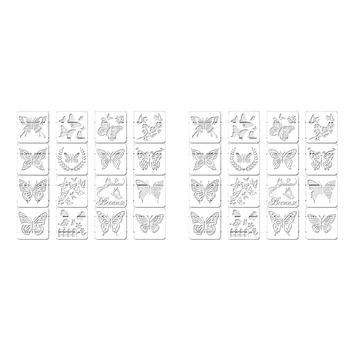 НОВОСТ-32шт за Многократна употреба на Листа С Пеперуди Модел на Пеперуда Художествена Живопис Шаблони За Рисуване на Стени САМ Decor (6 X 6 Инча)