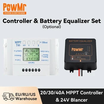 PowMr 20A 30A 40A MPPT Слънчев Контролер за Зареждане на Комплект Еквалайзера Батерии за Системата 24 В Оловно Киселинен Регулатор Литиева Батерия Lifepo4