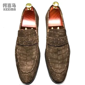 KEXIMA chue, ново записване, мъжки модел обувки, мъжки официалната обувки, мъжки обувки от крокодилска кожа, матово покритие, кафява