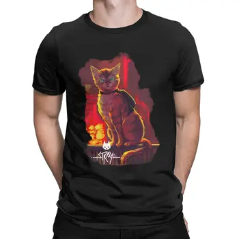 Класическа тениска Бездомни Игра Dark Котка за мъже, забавна мъжка риза, тениски от 100% памук, тениски с къс ръкав, класически потник