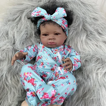 50 см Реалистична Очарователен Възстановената новородено кукла момиче на име Лэнни Black Кожата Реборн Baby Детска играчка за подарък