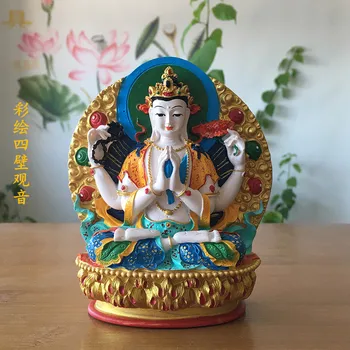 Четырехрукий Бодхисатва Авалокитешвара с ръчно изрисувани статуи на Буда Бодхисатва Тантра изгодна цена