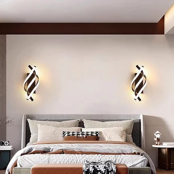 Модерният led, с монтиран на стената лампа 220v, трицветна заоблен дизайн, навити, с монтиран на стената лампа за дневна, спалня, прикроватной нощни шкафчета, декор за преминаване, стенни лампи за осветление