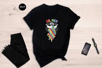 Ах Men Rainbow Gay Jesus Християнска Риза, Риза Гордост, Тениска С Правата на гейовете