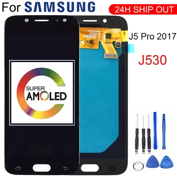 Super AMOLED LCD Дисплей За SAMSUNG Galaxy J5 Pro 2017 J530 J530F J530FM SM-J530F J530G/DS LCD Сензорен дисплей и Цифров Преобразувател в събирането на