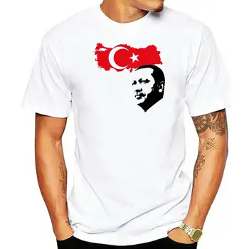 Реджеп Тайип Ердоган се Сблъсква с Президента на Турция с флага на страната, Мъжка Бяла тениска 2022, Нова Мъжка Тениска, за Мъже Лятна Стилна Ежедневна Тениска