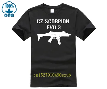 Cz Scorpion Evo 3 Пистолет-картечница Военен Потертая Фланелка е Много Популярен Стил Мъжка Тениска Приталенная Памучен Благородна Кино
