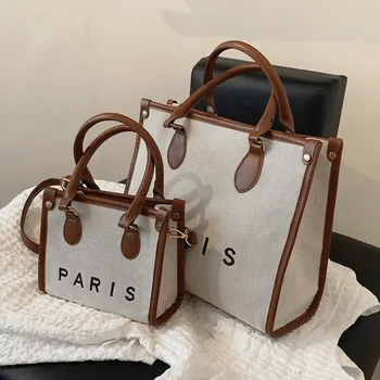 Платно във френски стил, големи офис чанти-тоут за жени, тенденция 2023 година, луксозни дизайнерски малки дамски чанти през рамо