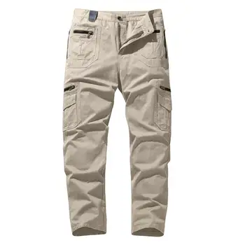 Мъжки панталони-карго, тактически памучни мъжки панталони с много джобове, пролет-есен, ежедневни Свободни дълги панталони-карго за мъже pantalones hombre