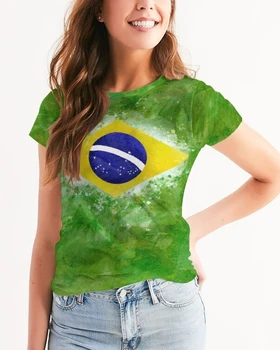 Риза с Флага на Бразилия, Модни Дамски Тениска, Персонални Тениска с 3D Принтом Хартата на Бразилия, Дамски Блуза