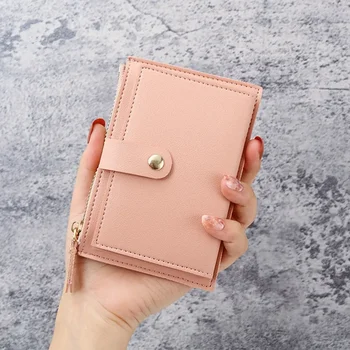 Нов дамски портфейл корейската версия, студентски чантата си, тънка чанта за носене с мини-версия, чанта с няколко карти, малък портфейл с цип