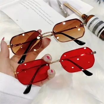 Квадратни и правоъгълни слънчеви очила с модерен защита UV400, малки слънчеви очила без рамки, цветни ретро нюанси за жени и мъже