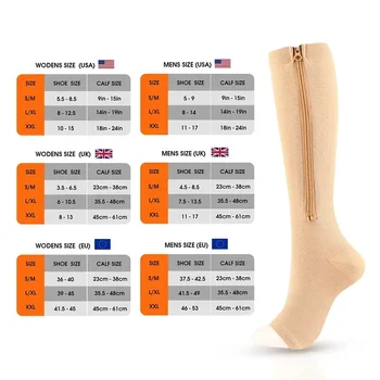 Компрессионный подуване, 1 чифт чорапи с цип, улучшающая кръвообращението, застегивающаяся на цип и обезболивающая при жените, улучшающая чорапи за мъже,
