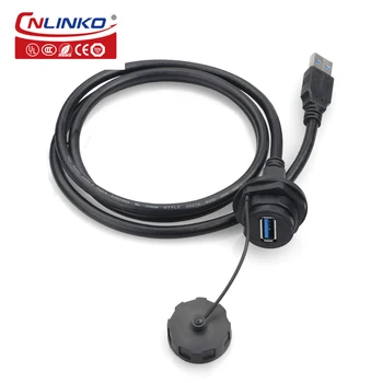 CNLINKO USB2.0 Монтиране на панел Водоустойчив Конектор IP65 USB3.0 Адаптер за пренос на данни с кабел с дължина 1 метър за PC