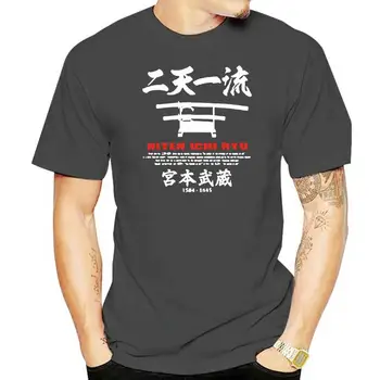 2022 Нова Мъжка Тениска С Къс Ръкав Японски Дизайн Miyamoto Musashi Samurai Kendo School Niten Ichi Ryu От 100% Памук За Мъже