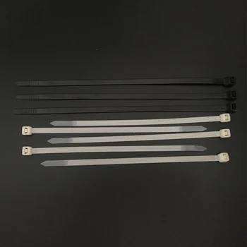 8 * 300 мм 8x300 мм (ширина 7,5 мм) Черно-бял захранващ кабел с самоблокирующимся найлонови от пластмаса-каишка, обертывающий цип, Кабелна замазка