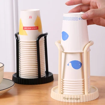 Прост Притежателя на хартиени Домакински Стойка за съхранение на чаши за еднократна употреба Многофункционален Настолен Рафтове за съхранение на чаши за чай с мляко
