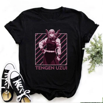 Лятна популярната мъжка тениска с аниме Demon Slayer голям размер, незаменими сладки тениски Harajuku с къс ръкав за момчета и момичета