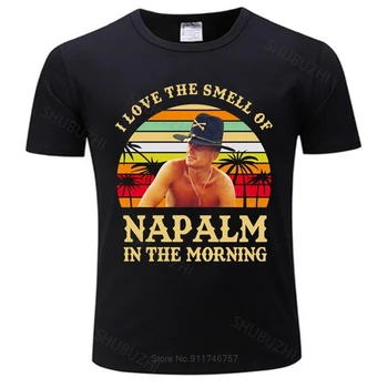 Гореща разпродажба, мъжки брандираната тениска, лятна памучен тениска, I Love The Smell of Napalm in The Morning, Реколта ретро тениска Bill Kilgore