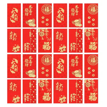 60шт Фестивален червен джобен коледна червен плик с орнаменти на китайския пролетен фестивал Пликове за пари