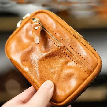 Нова кожена мъжка чанта за пътуване до работа, преносима чанта за съхранение, пешеходната чанта, портфейл за карти, малка чанта