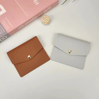 Тънка малка прясна женствена чанта за дреболии, однотонная къса мини-карта, корица за шофьорска книжка с катарама, Малка чанта за карти