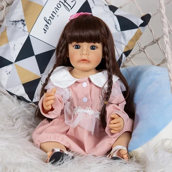55 см Водоустойчива Силиконова Кукла Reborn Бебето Кукла Принцеса Сю-Сю Истински Кукли за Новородено, Играчка за Момичета За Рожден Ден, Подарък за Коледа