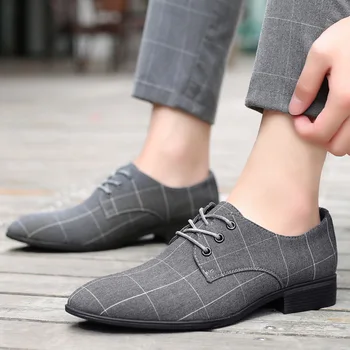 Мъжки Класически Бизнес Ежедневни Обувки за Мъже, Модел Обувки С Остър пръсти дантела, Официални Мъжки Обувки за Сватба С Рамка Голям размер