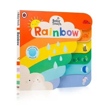 Milu Оригиналния английски Baby Touch Rainbow Настолна книга с детска картинка калинка BaBytouch