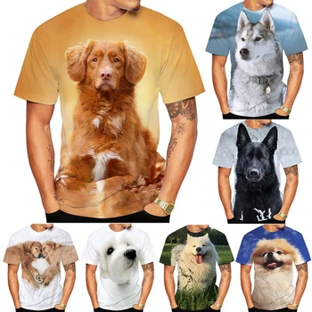 Тениски с 3D Принтом Животни, Скъпа Домашно Куче, Нова Мода Мъжка Тениска С 3D Принтом, Блузи, Ежедневни Тениска С Кръгло деколте И Къс ръкав
