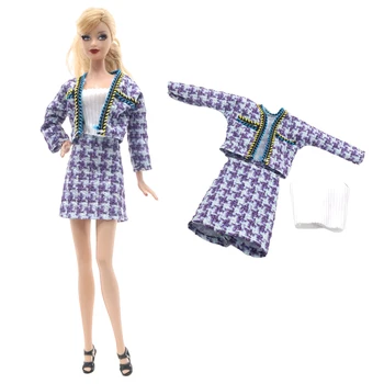 NK 1 Комплект, Модерен OL purple Комплект за Кукла Принцеса: Палта + Топ + Пола За Кукли Барби, Детски Играчки Къща, Аксесоари за дрехи 1/6