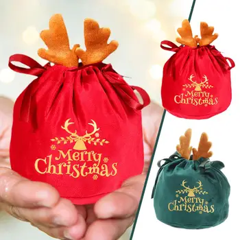 Творчески комплект от ябълки шоколадови бонбони с рога на Елен в навечерието на Коледа, Джобен подаръчен пакет, Коледни декорации за дома плот, Нов 2024 година O3V5