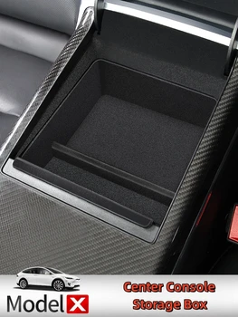За Tesla, Модел X 2023 Органайзер за централната конзола Тава ABS Авто Подлакътник Кутия за съхранение на Аксесоари за интериора на колата