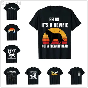 100% Памук Забавно Куче Нюфаундленд Ньюфи Собственик на Ретро Реколта Тениска Тениска С графичен Дизайн Harajuku Модна Тениска XS-5XL