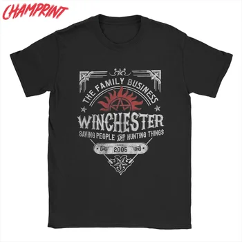 Мъжки t-shirt WINCHESTER Supernatural Crazy Памучни тениски с къс ръкав, тениска с кръгло деколте, дрехи 4XL 5XL 6XL
