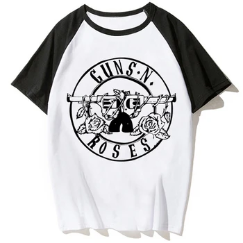 Топ Guns n Roses, дамски тениски със забавни мангой, дамски дизайнерски дрехи в стил харадзюку 2000-те години
