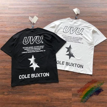 Свободна тениска с джоб Cole Buxton, мъжки Дамски градинска облекло, класически слоган, лого, тениска CB, Черно-бял топ с бирками