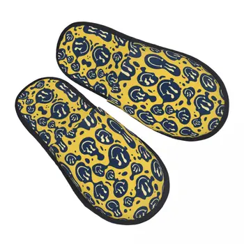 Мъжки И дамски Плюшени домашни пантофи с жълто лице, Топла Мека обувки, Домашни обувки Есен-Зима 2023 г.