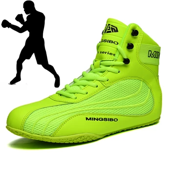 Мъжки и дамски обувки за професионална борба, окото дишащи обувки за тренировки по бокс, мъжки устойчива на плъзгане обувки за фитнес