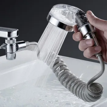 Система за измиване на косата в банята, душ лейка, струнен маркуч, Гъвкав вода от чешмата, кранът за стенен монтаж, пулверизатор, кран за пестене на вода