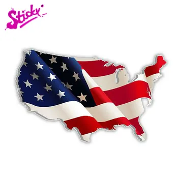 ЛЕПКАВА САЩ Съединените Щати Карта САЩ Стикер с флага Стикер за автомобил, Камион, Лодка Лаптоп Графика Стикер на колата