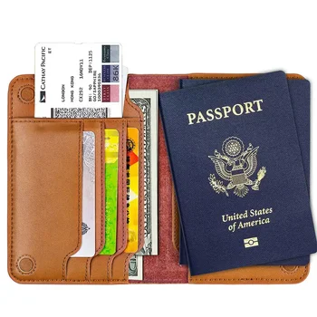 корици за паспорти от естествена кожа, но калъф за карти модерен кафяв.