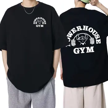 Тениска с графичен дизайн Powerhouse Gym, лятна тениска, мъжки и дамски тениски оверсайз с къс ръкав, памучни забавни върхове Harajuku за Онази фитнес