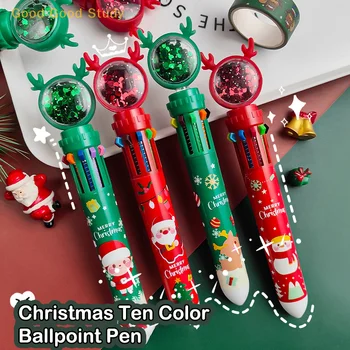 1бр 10 Цвята Гел писалка с Коледните лосем, Скъпа Химикалка писалка Kawaii, Боядисана Дръжка за деца, Ученически пишещи средства, Канцеларски материали