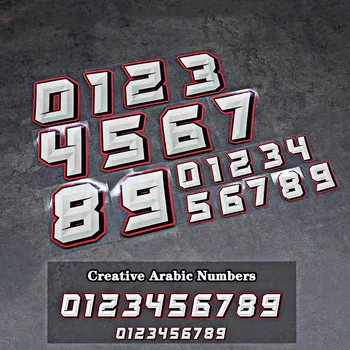 От 0 до 9 Творчески арабски цифри Състезателен номер на Винил за състезания на каска и Аксесоари за мотоциклети Етикети за стайлинг на автомобили и отличителни знаци