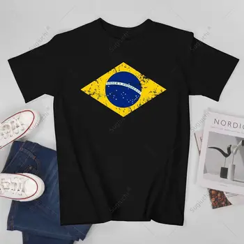 Унисекс, Реколта Ретро тениска с бразилски флаг, тениска с бразилски флаг, тениски за жени, тениска за момчета от 100% памук.