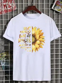 Красиви ежедневни тениски с модел под формата на букви и цвете на 90-те години, женска тениска с принтом, женска риза с къс ръкав, дамски модни дрехи