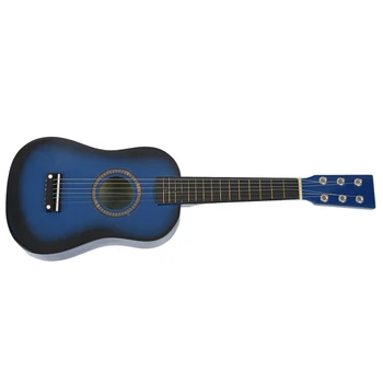 KRUSU Mini на 23-инчовата липа на 12 ладов, 6-низ акустична китара с плектър и струни за деца/начинаещи (син)
