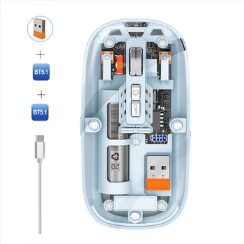 3 Режима на Безжична Прозрачна мишка 2.4 G USB Без звук Bluetooth Акумулаторни Мишката за iPad MiPad Xiaoxin MatePad Tab Phone Macbook
